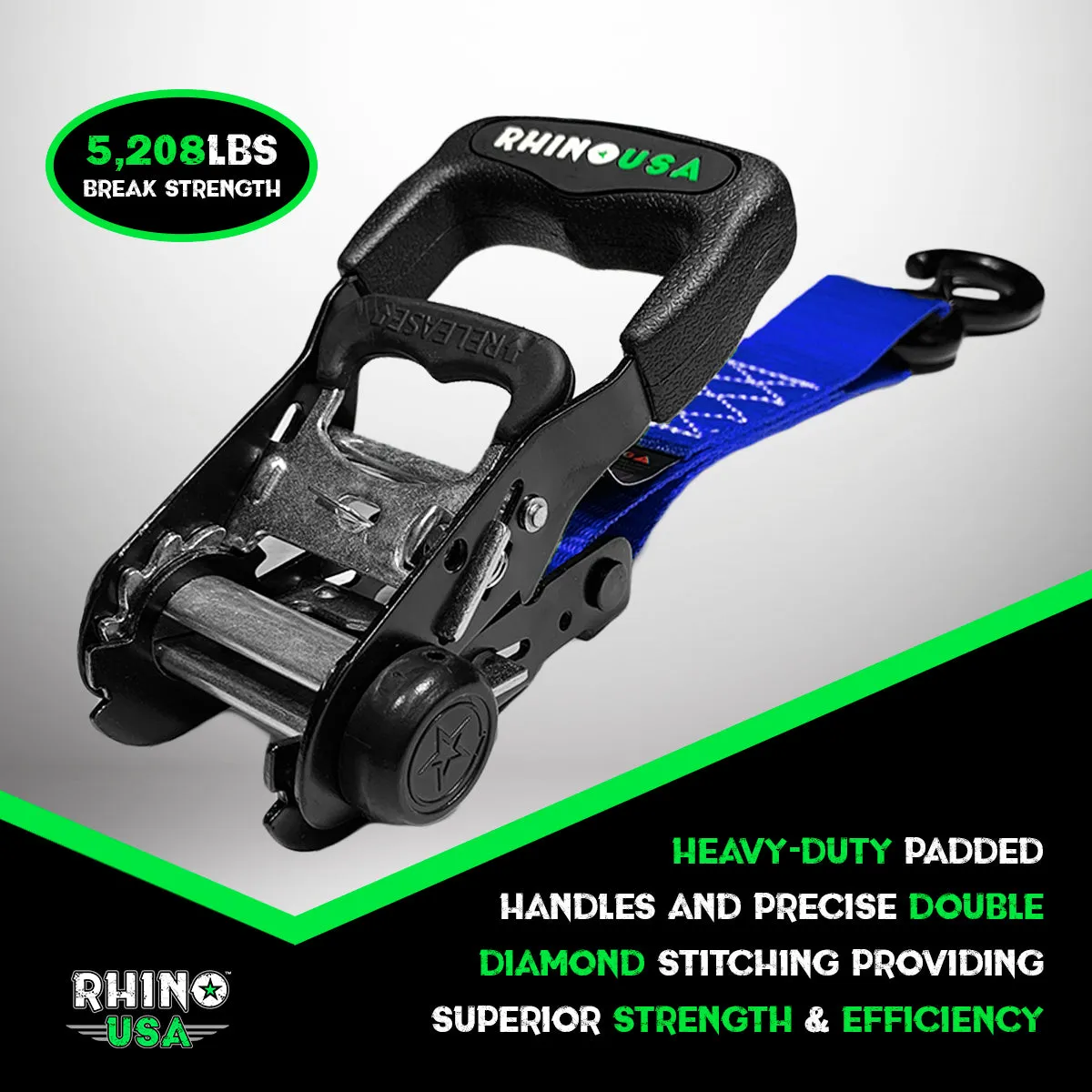 1.6" x 15' HD Ratchet Tie-Down Set (4-Pack)