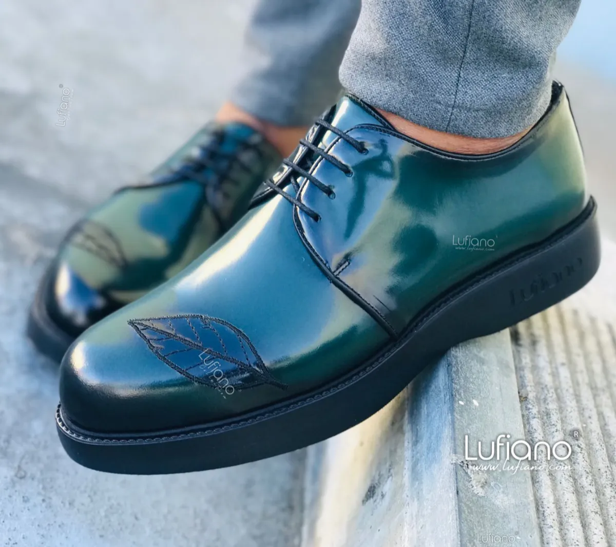 Green Lufiano Lace-Up Shoes