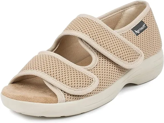 Aerosoft Women's & Men's Rehab Stretch Sandal 06, Pressure-Free, Adjustable - Black