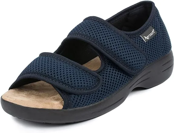 Aerosoft Women's & Men's Rehab Stretch Sandal 06, Pressure-Free, Adjustable - Black