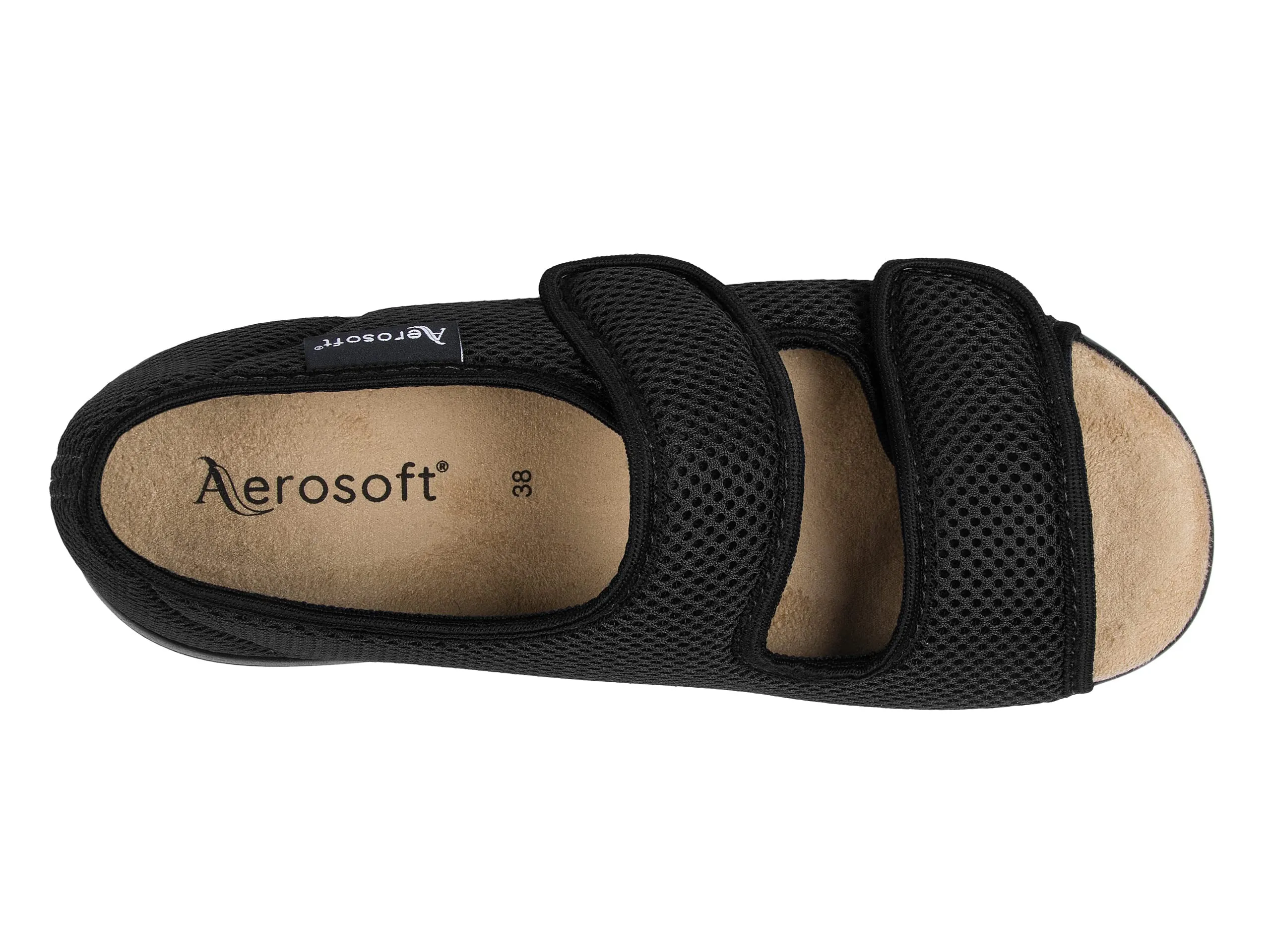 Aerosoft Women's & Men's Rehab Stretch Sandal 06, Pressure-Free, Adjustable - Black