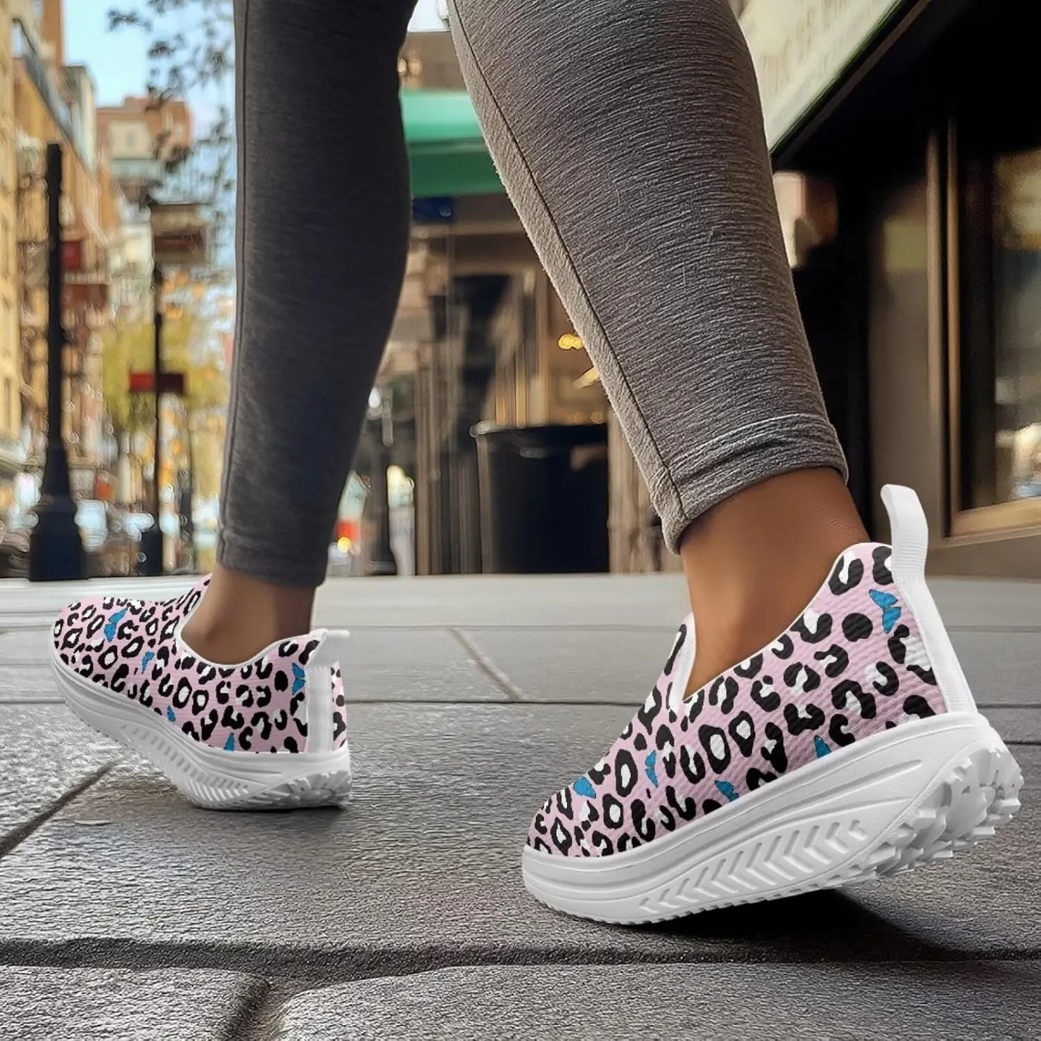 Binienty Womens Walking Sneakers Slip on Platform Loafers Comfy Lightwieght Rocking Shoes Outdoor Footwear