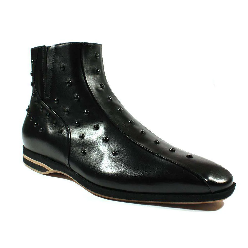 Cesare Paciotti Luxury Italian Men's Designer Shoes Baby Lux Black Leather Boots (CPM2408)