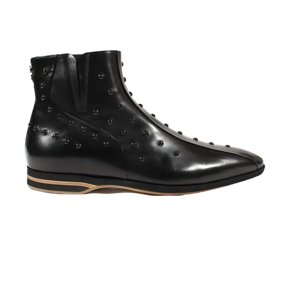 Cesare Paciotti Luxury Italian Men's Designer Shoes Baby Lux Black Leather Boots (CPM2408)