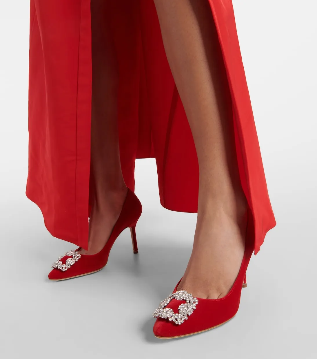 hangisi Manolo Blahnik velvet shoes, red