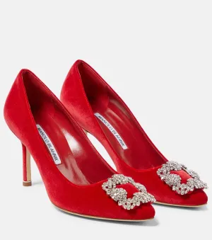 hangisi Manolo Blahnik velvet shoes, red