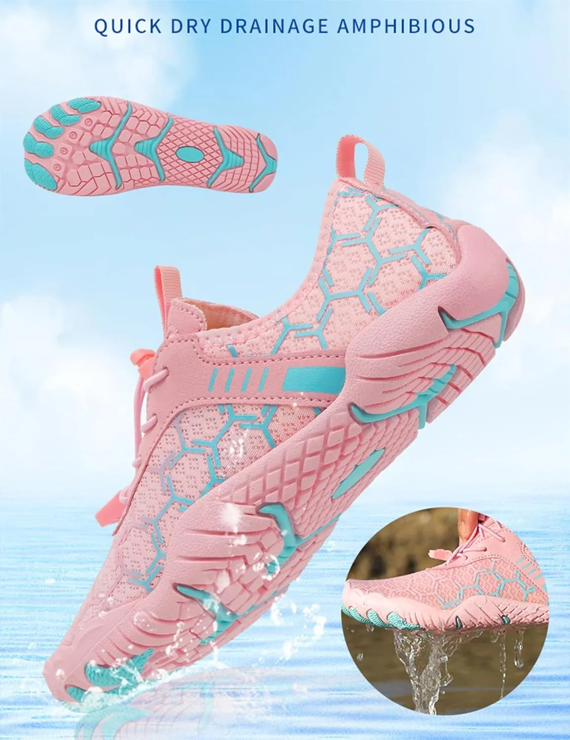 Hiking Shoes for Women Men Lightweight Non-Slip Barefoot Shoes Quick Dry Wide Toe Box Water Shoes Athletic Plaid Printed Water Shoes for Swimming Kayaking Surfing Running Exercising Climbing