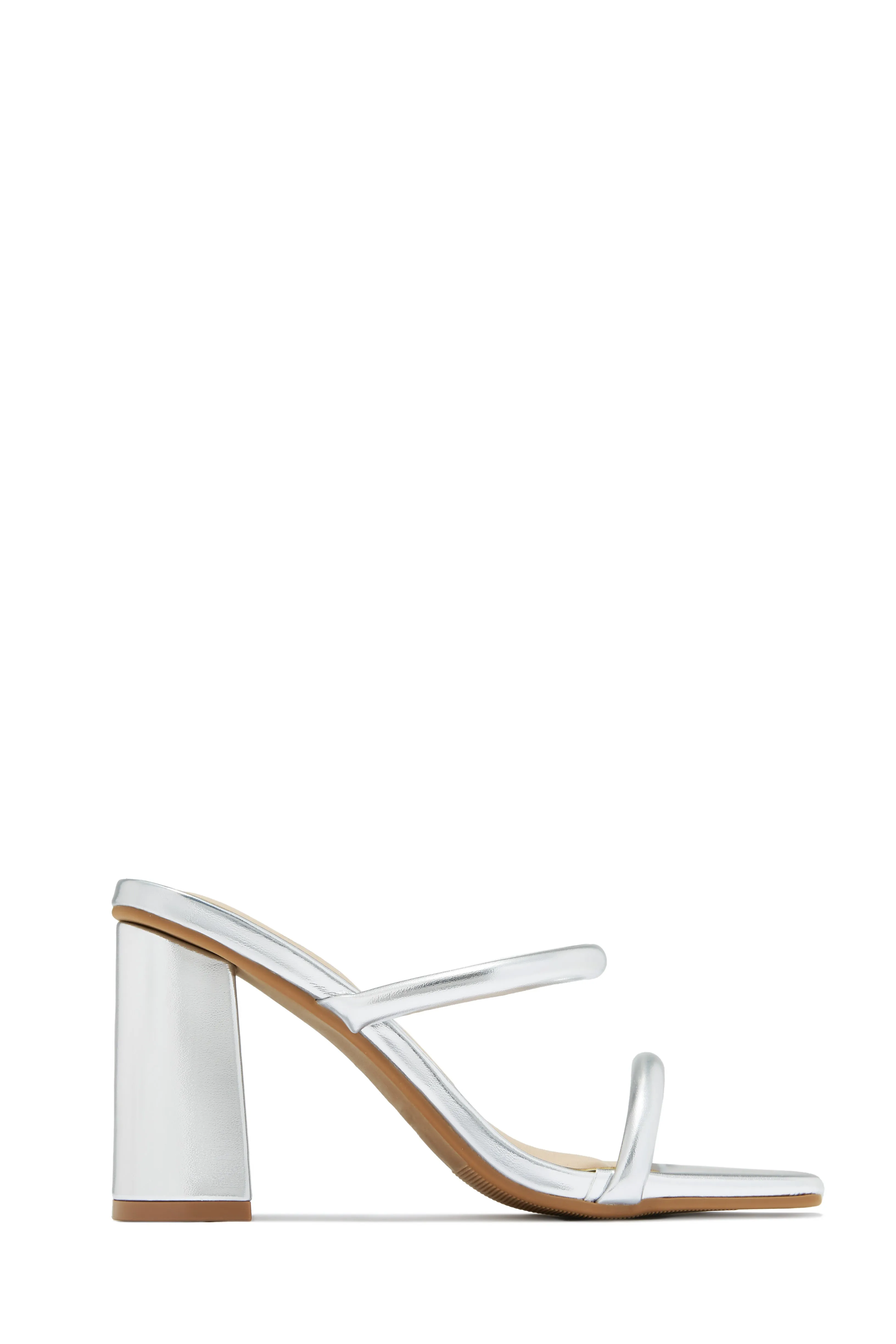Jenna Block Heel Mules - Silver