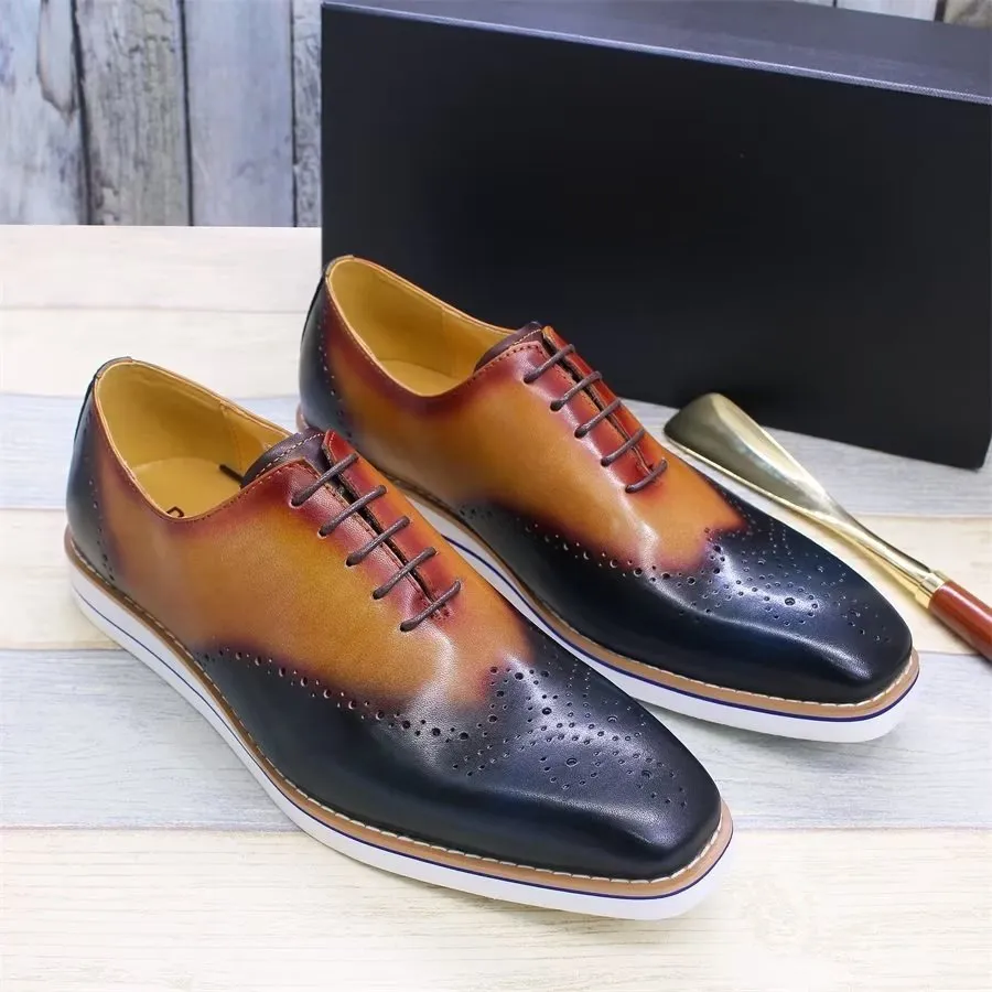 LeatherLux Modish Hand-Painted Casual Shoes