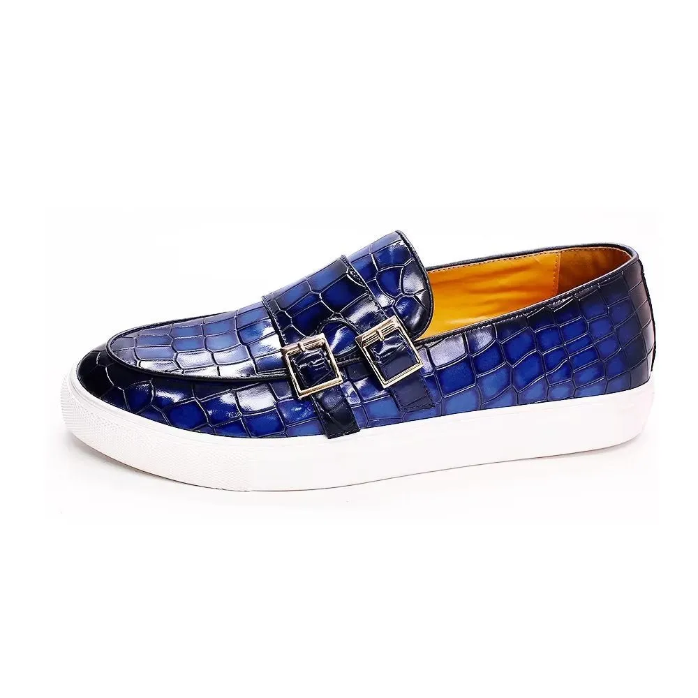 LuxeCroco Handcrafted Crocodile Monkstrap Casual Shoes