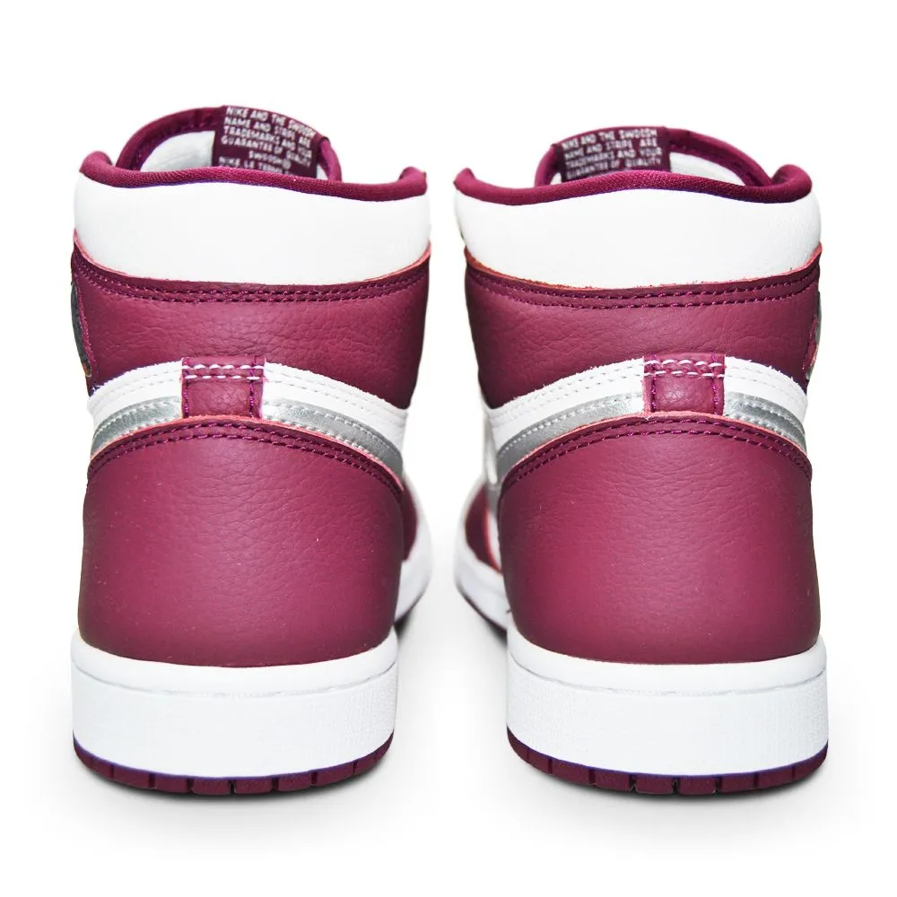 Mens Nike Air Jordan 1 Retro  High OG - 555088 611 - Bordeaux Metallic Silver White