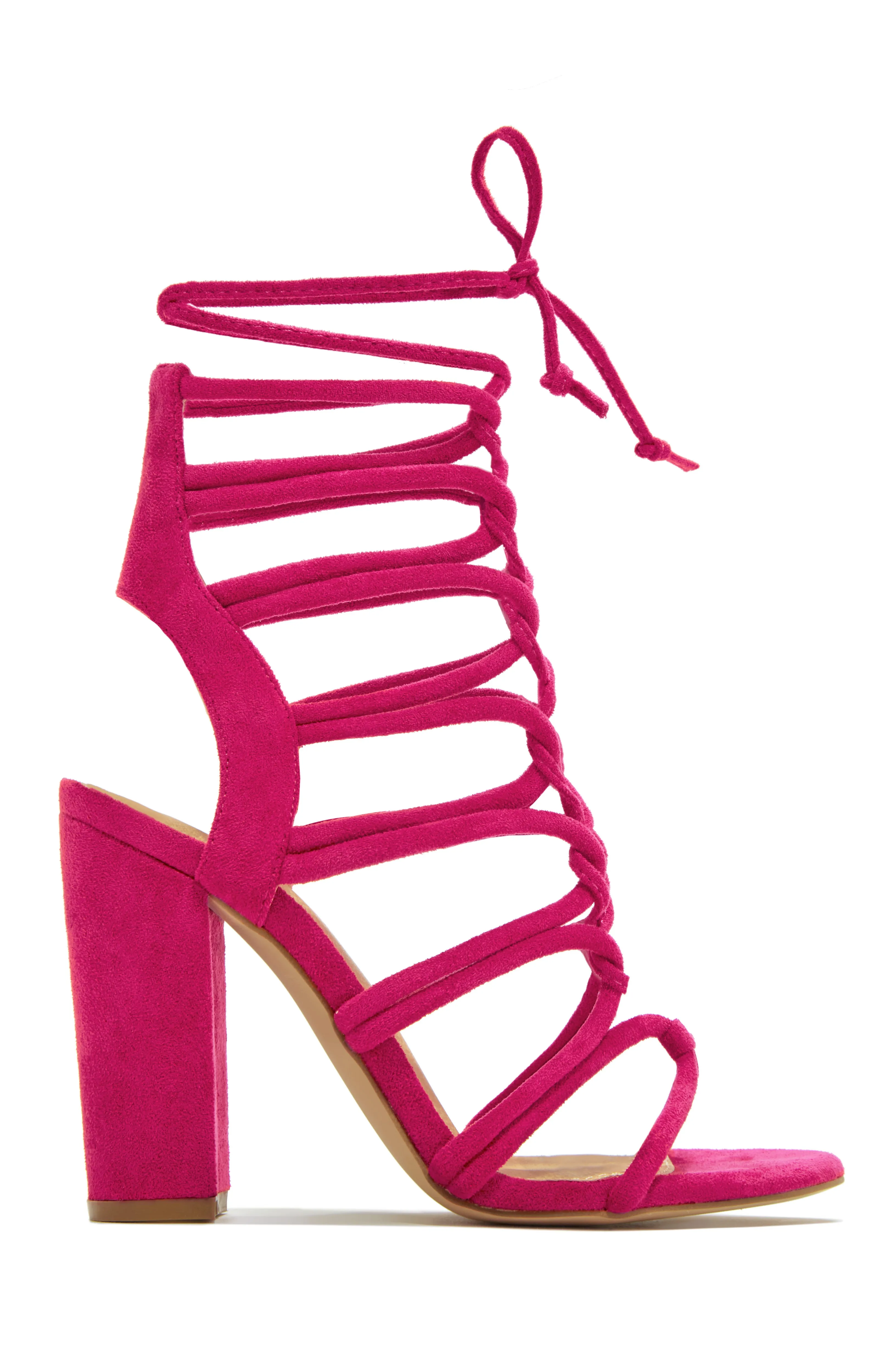 Miami Vibes Lace Up Block High Heels - Denim