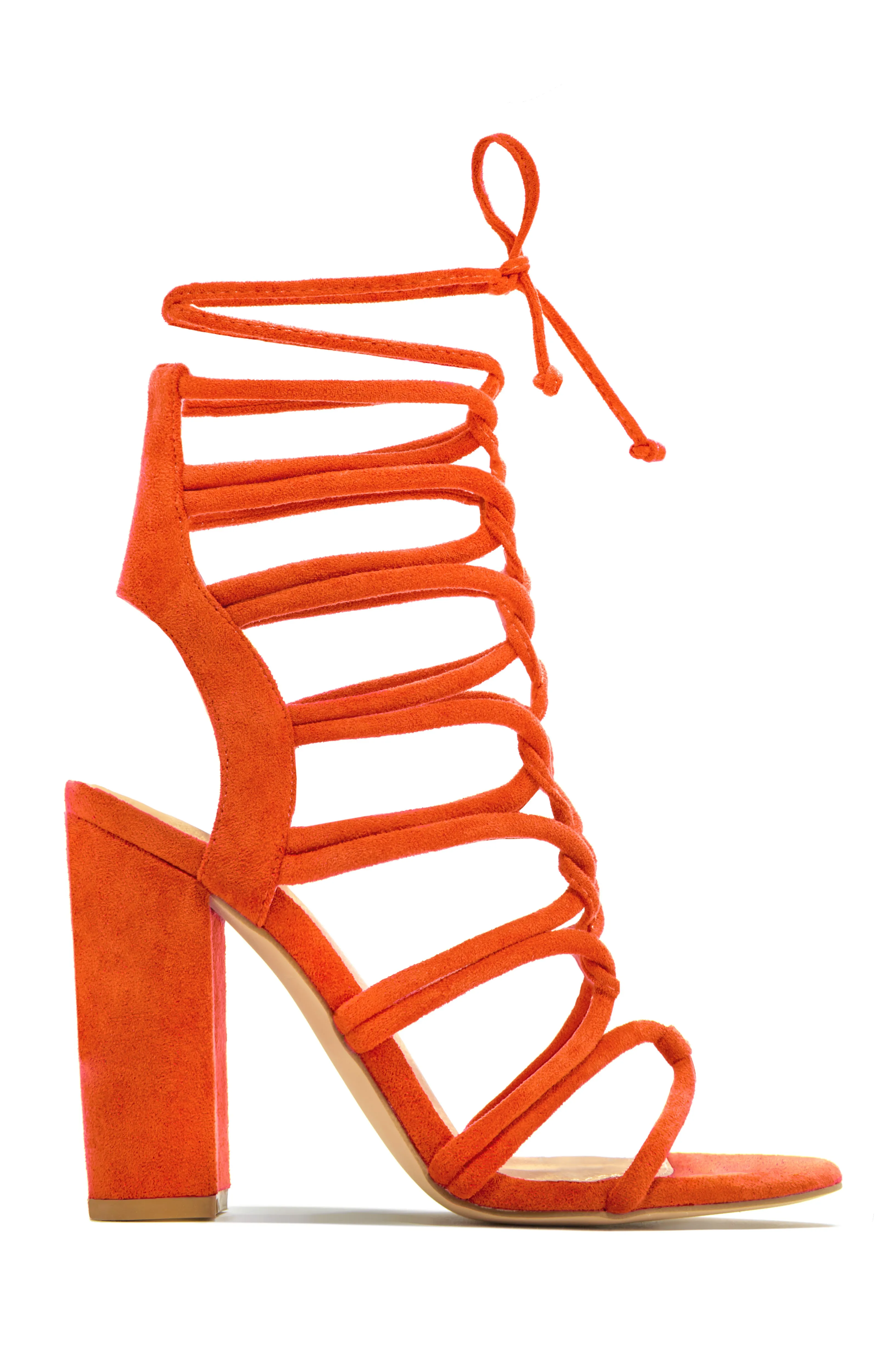 Miami Vibes Lace Up Block High Heels - Denim
