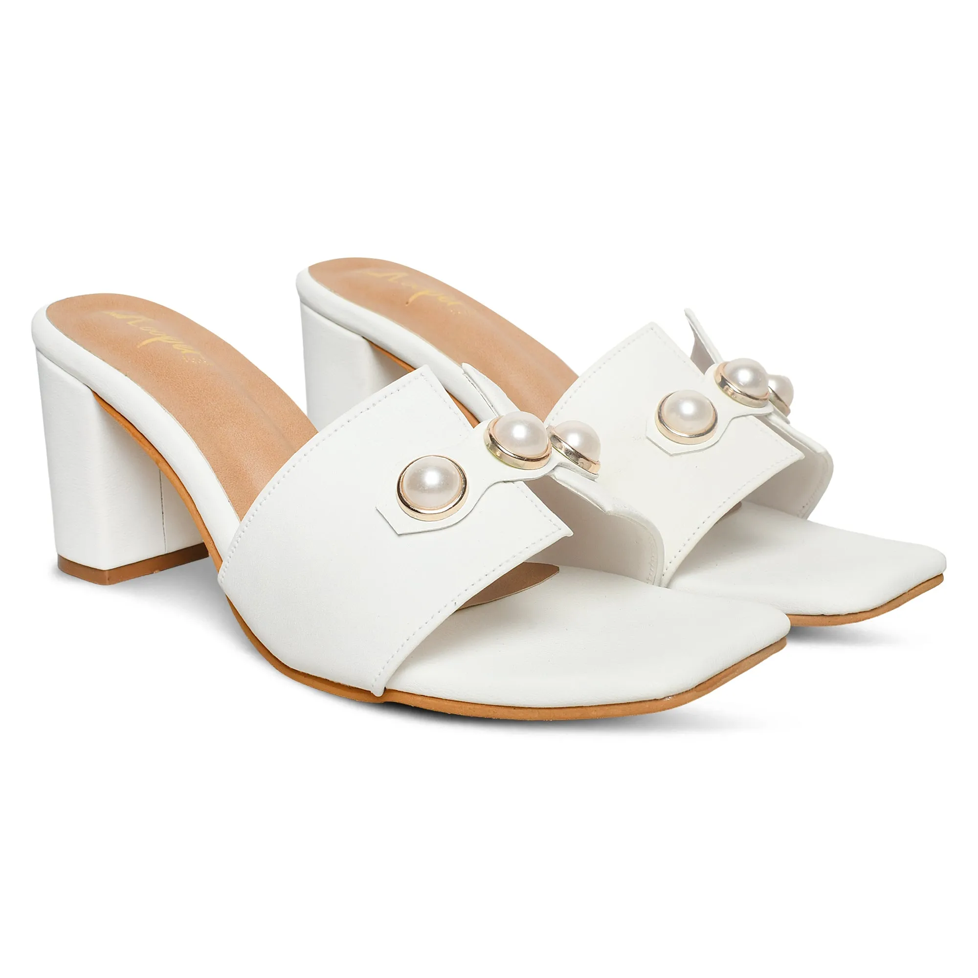 Pearl Embellished Block Heels