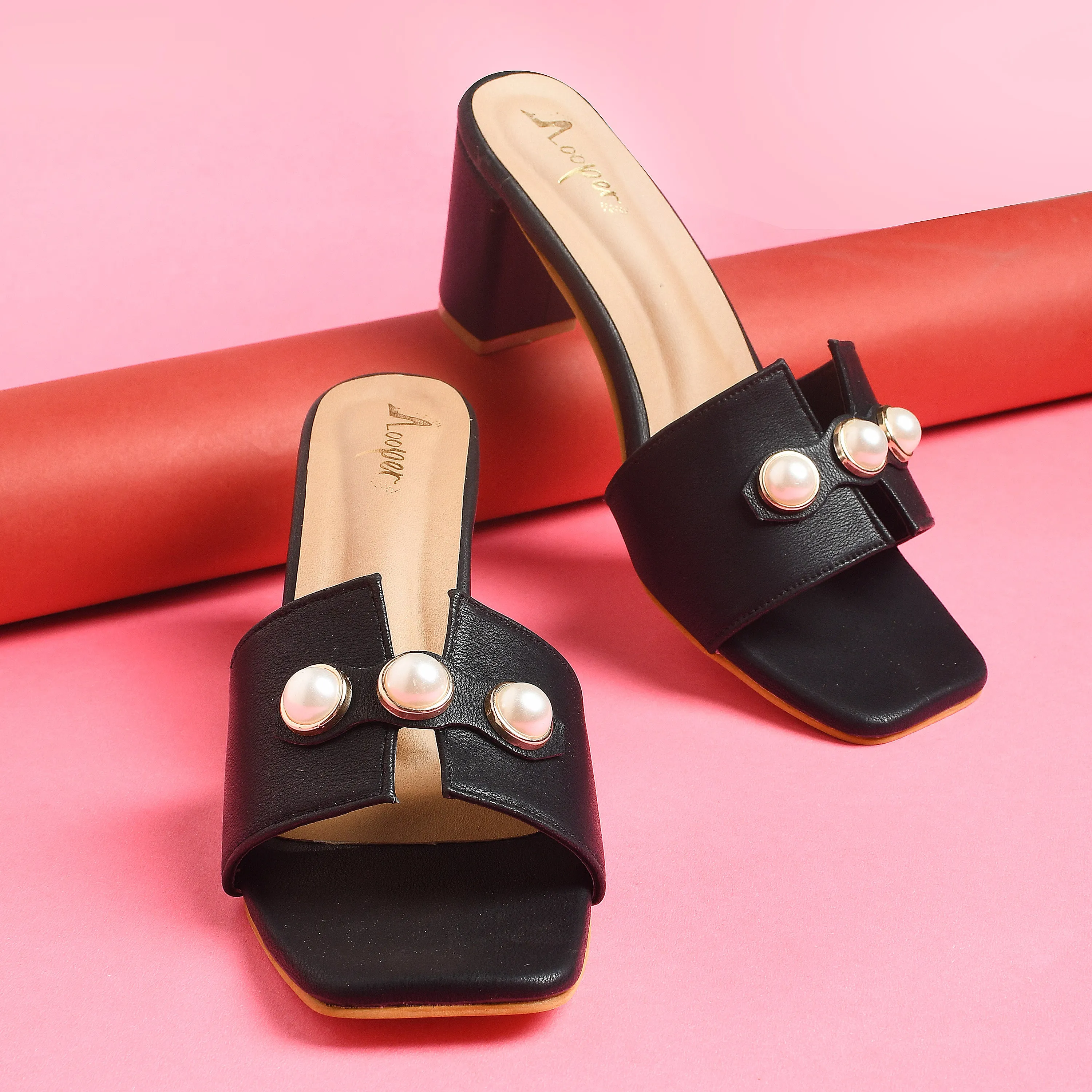 Pearl Embellished Block Heels