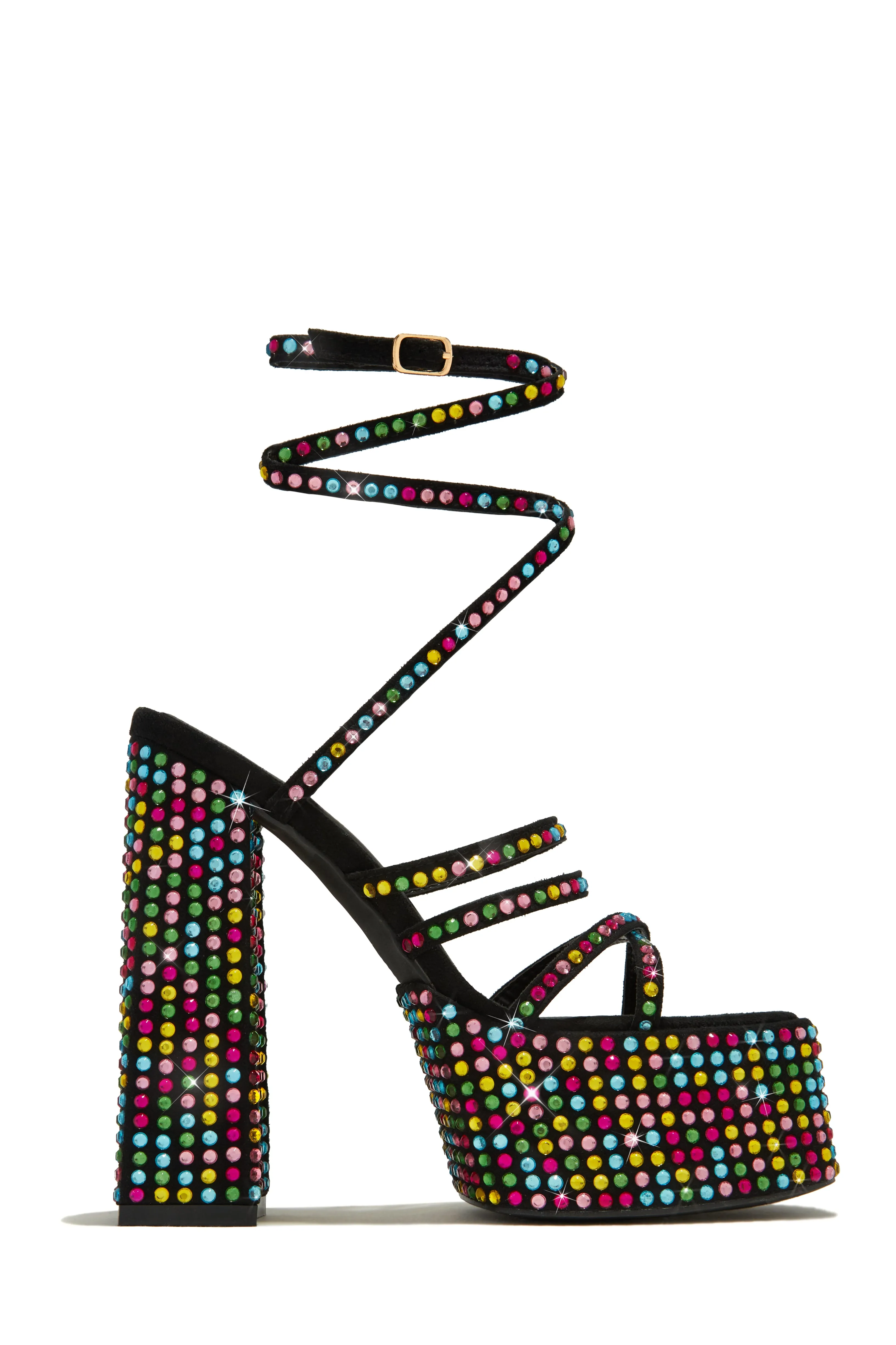 Rendezvous Embellished Platform Block Heels - Black