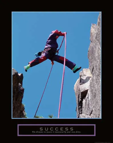 Rock Climbing "Success" Motivational Poster - Front Line