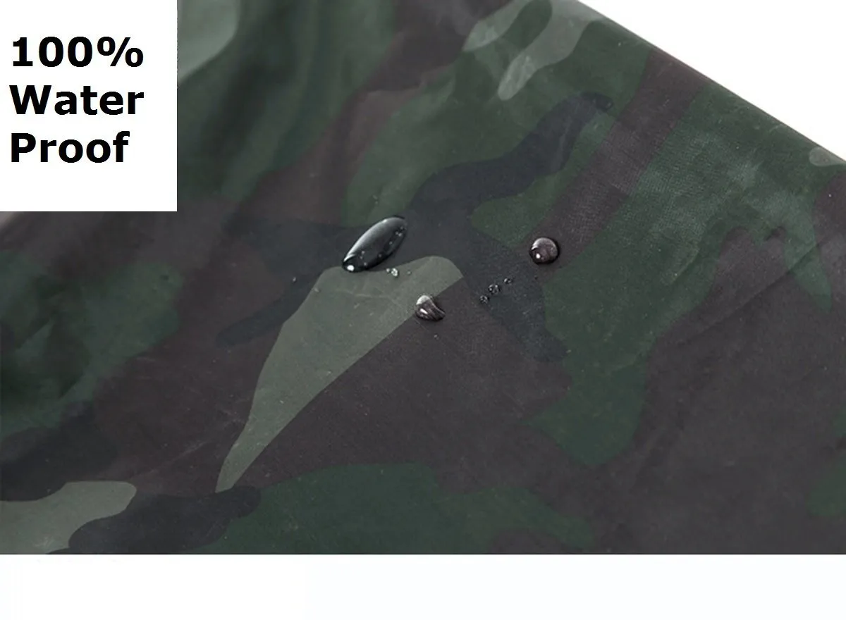 Romano nx 100% Waterproof Camouflage Rain Coat Men Heavy Duty Double Layer Hooded with Jacket and Pant in a Storage Bag
