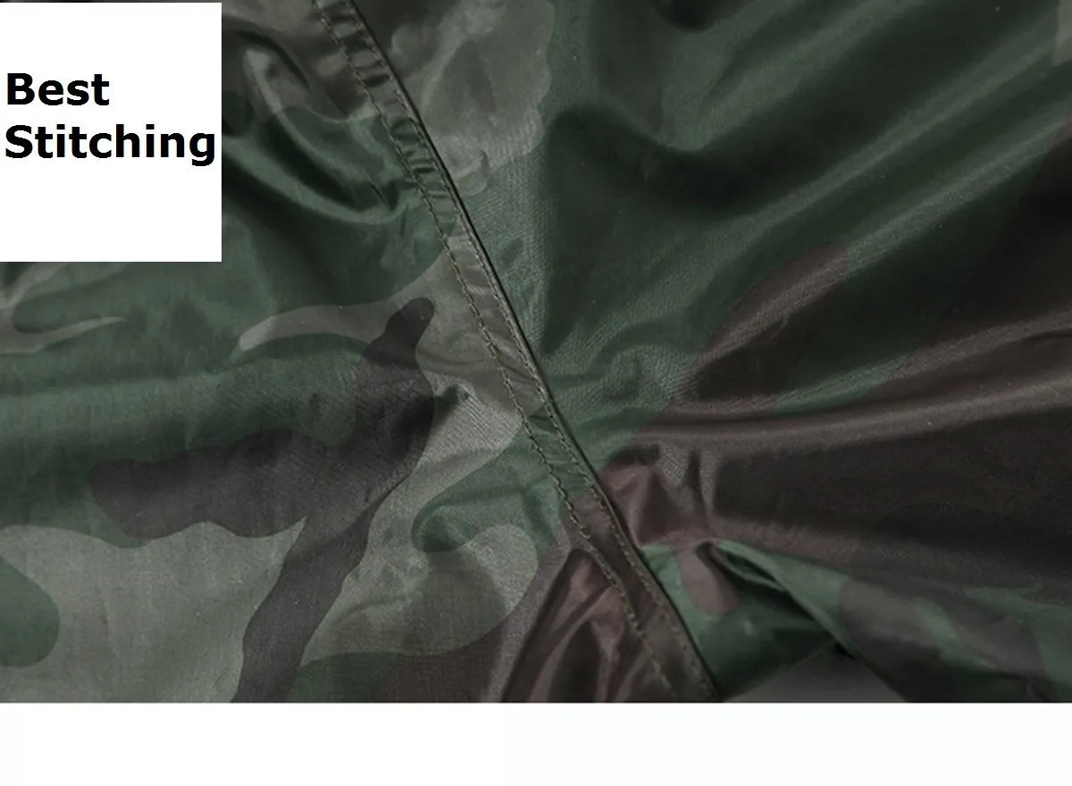 Romano nx 100% Waterproof Camouflage Rain Coat Men Heavy Duty Double Layer Hooded with Jacket and Pant in a Storage Bag