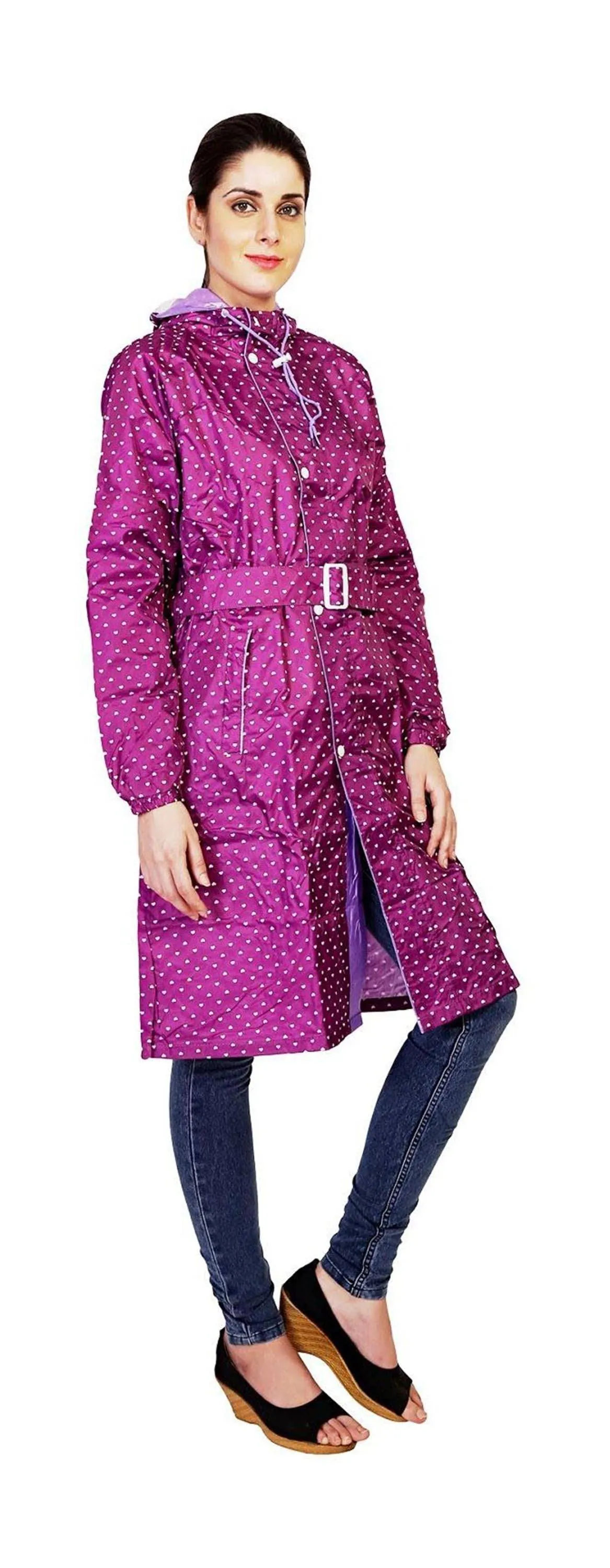 Romano nx 100% Waterproof Heavy Duty Double Layer Hooded 3/4 Length Rain Overcoat Women in a Storage Bag