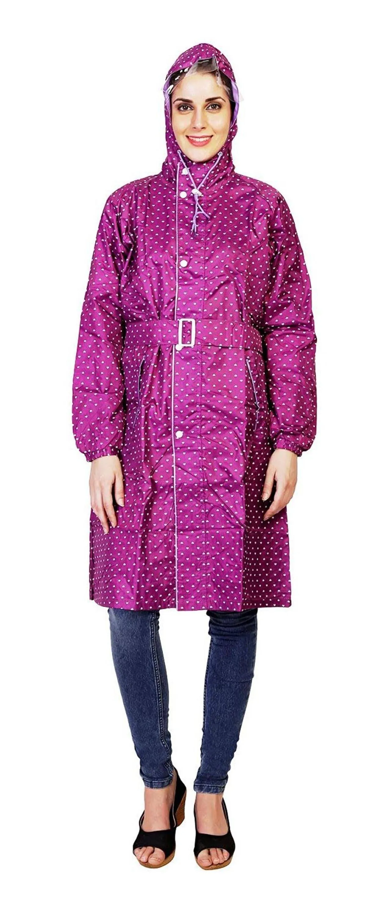 Romano nx 100% Waterproof Heavy Duty Double Layer Hooded 3/4 Length Rain Overcoat Women in a Storage Bag