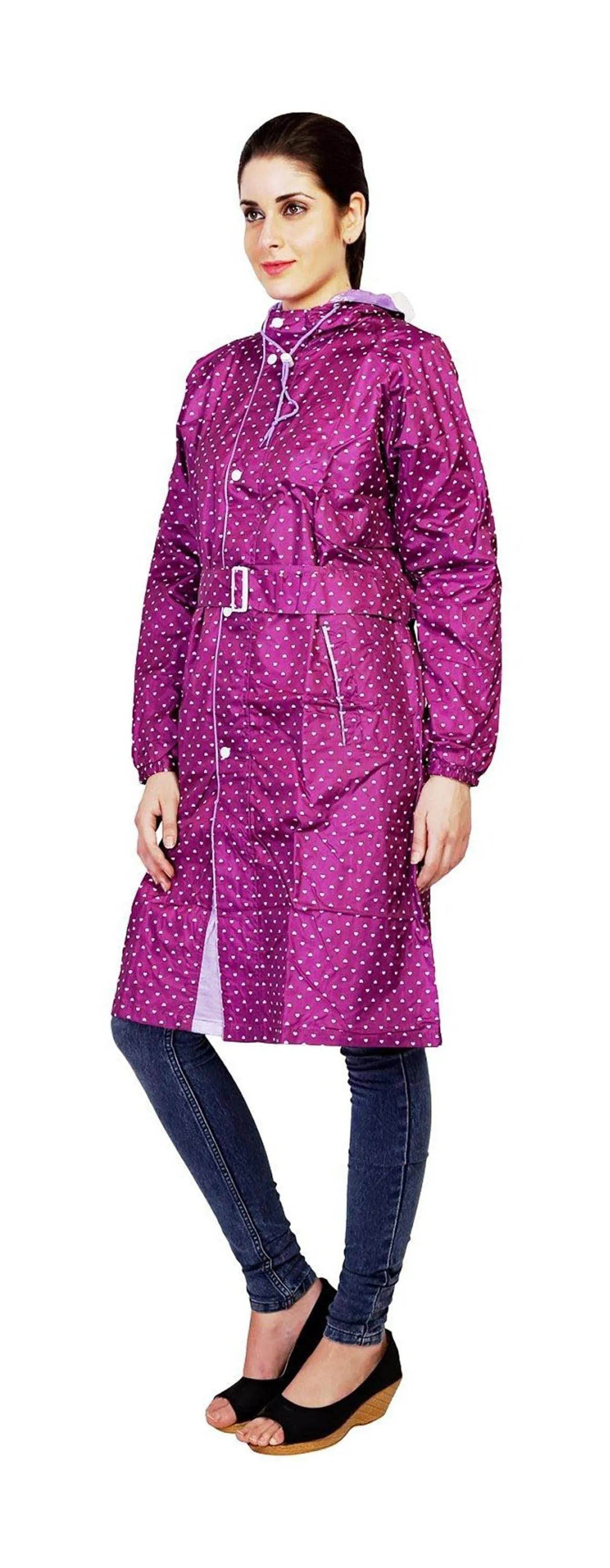 Romano nx 100% Waterproof Heavy Duty Double Layer Hooded 3/4 Length Rain Overcoat Women in a Storage Bag
