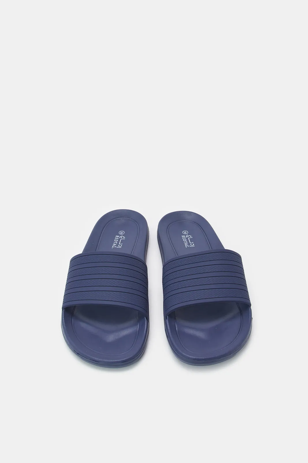 Senior Boys Navy Stripped Rubber Upper Slide