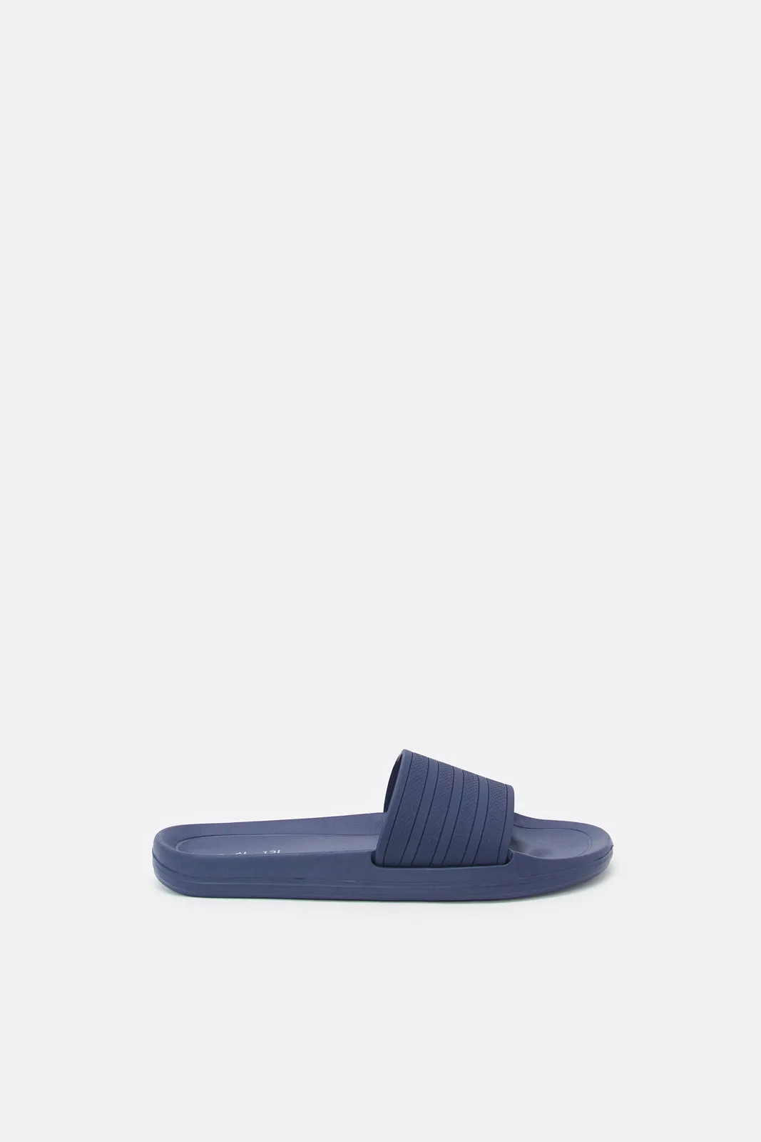 Senior Boys Navy Stripped Rubber Upper Slide