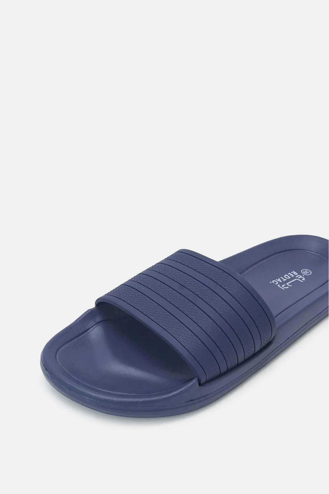 Senior Boys Navy Stripped Rubber Upper Slide