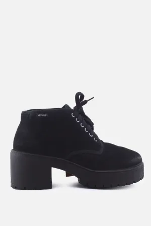 Victoria Block Heels Ankle Boots | Textile