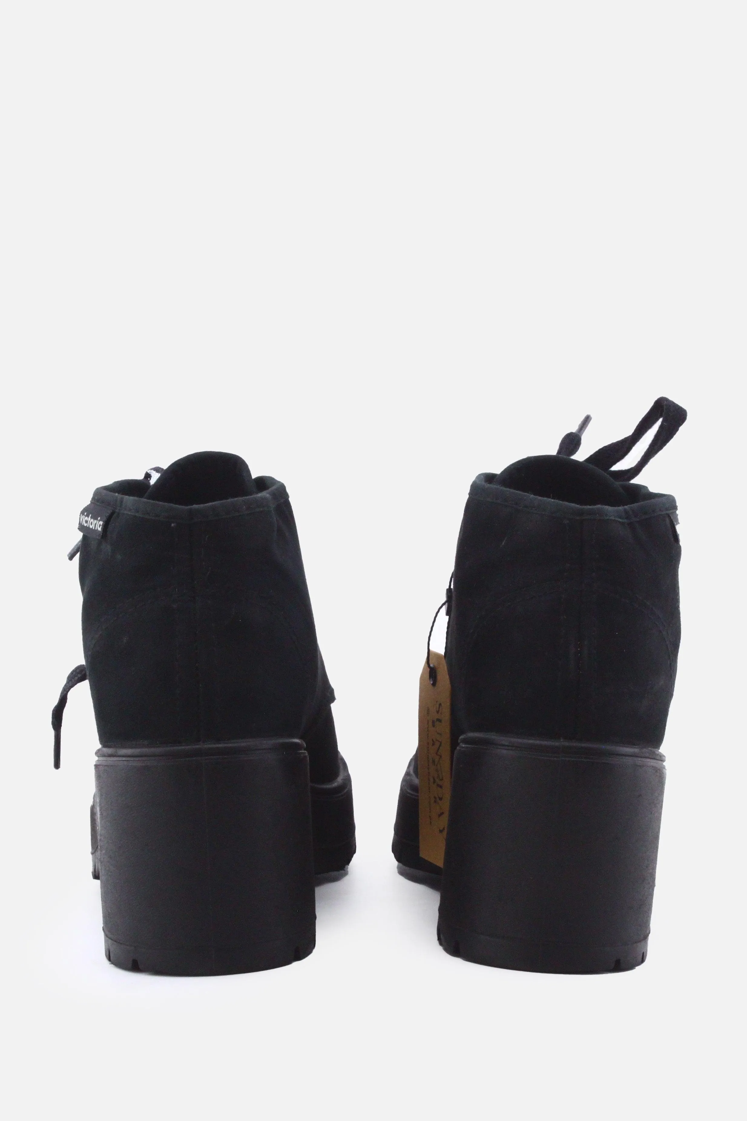 Victoria Block Heels Ankle Boots | Textile