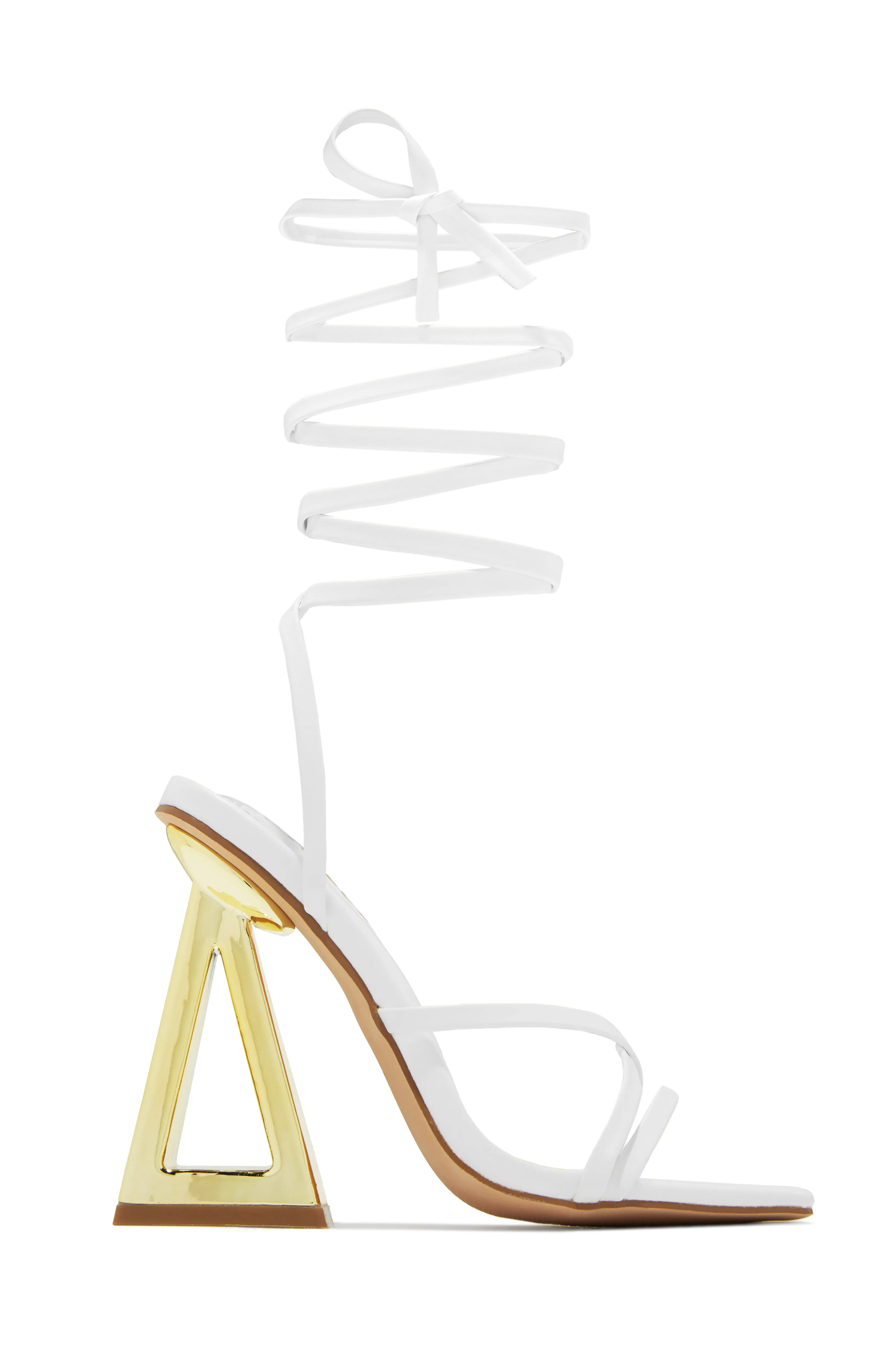 Zhuri Lace Up Block High Heels - White